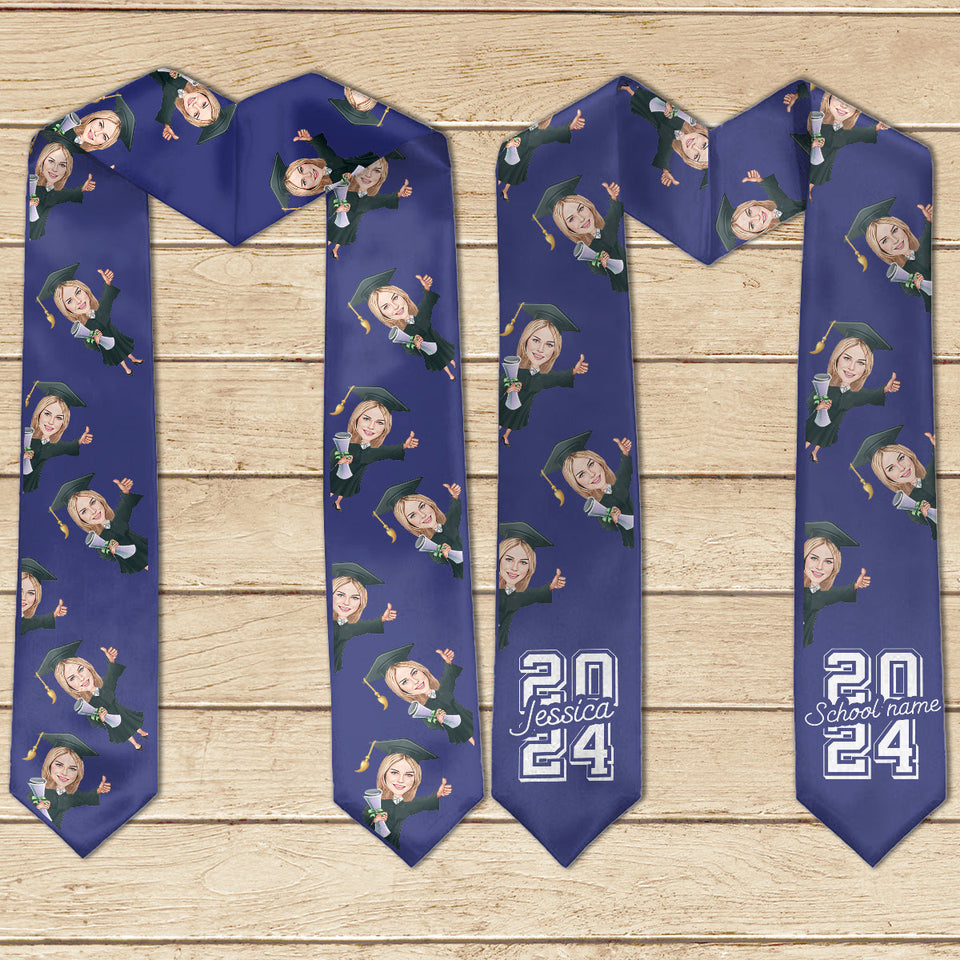 Caricature Funny Character - Personalized Graduation Graduation Stole
