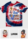 Flip Flops Fireworks And Freedom - Personalized Patriot All Over Shirt
