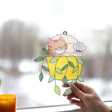 Chill Cat In A Flowerpot - Personalized Cat Window Hanging Suncatcher Ornament