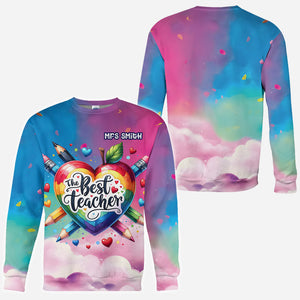 The Best Teacher Colorful Heart - Personalized Teacher All Over Shirt