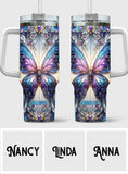 Love Butterflies - Personalized Butterfly Tumbler With Handle