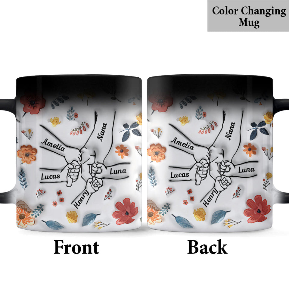 Floral Inflated Hands Holding - Personalized Grandma Mug