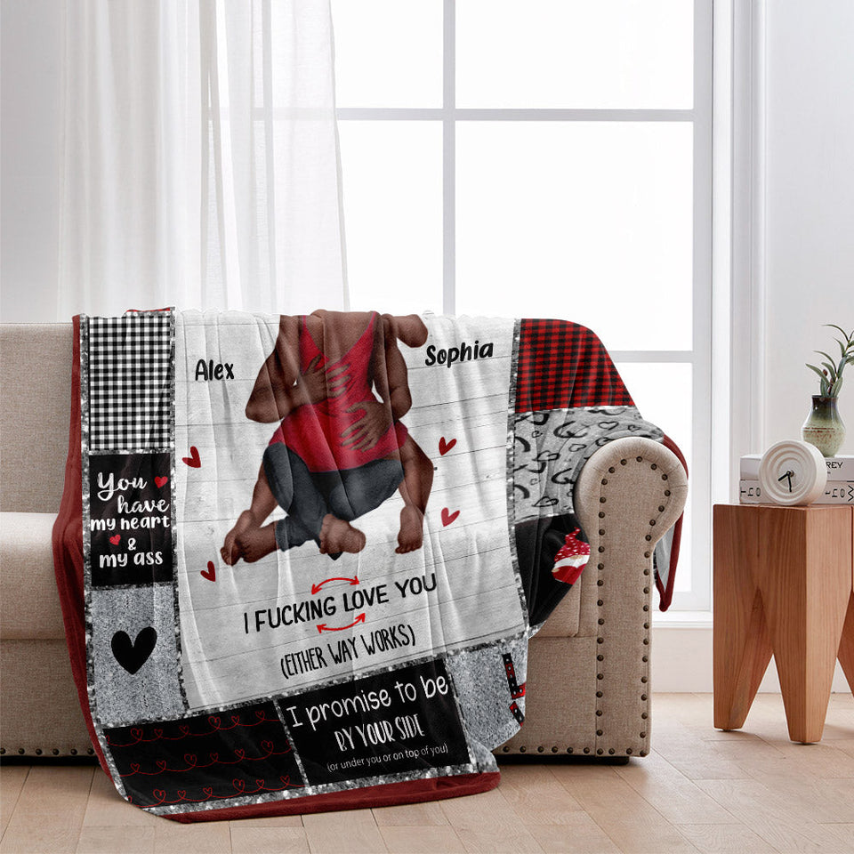 I Love You - Personalized African American Blanket