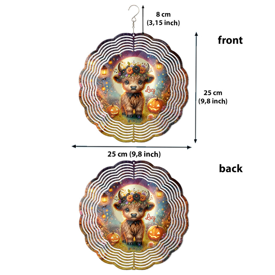 Halloween Highland Cow - Personalized Wind Spinner