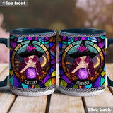 Mystical Witch Purple Stained Glass - Personalized Witch Accent Mug