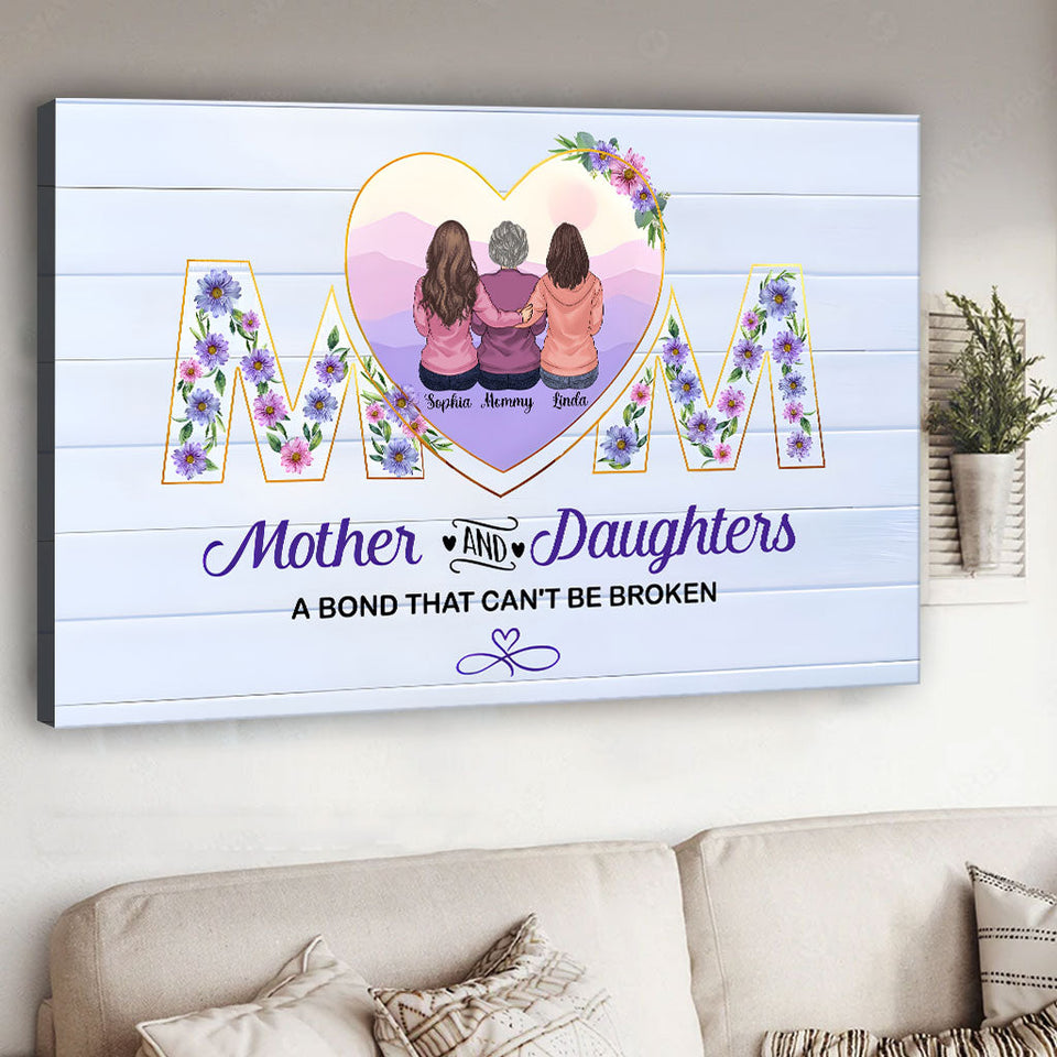 Mother And Daughters - Personalized Mother Canvas And Poster