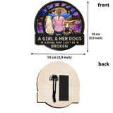 A Girl With Her Dog - Personalized Dog Shaped Car Visor Clip