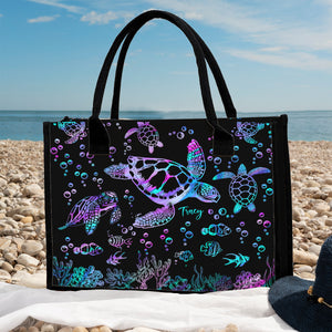 Sea Turtles - Personalized Turtle Canvas Tote Bag
