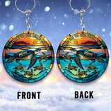 I Love You To The Beach And Back Turtle Mother And Children - Personalized Turtle Keychain
