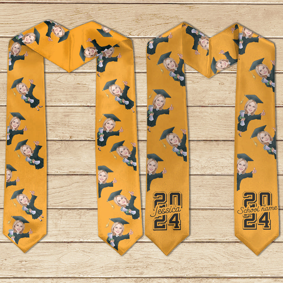 Caricature Funny Character - Personalized Graduation Graduation Stole