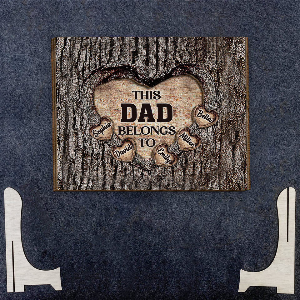 This Dad Mom Grandma Grandpa Belongs To Wooden Heart - Personalized Father 2 Layered Wood Sign / Wood Plaque