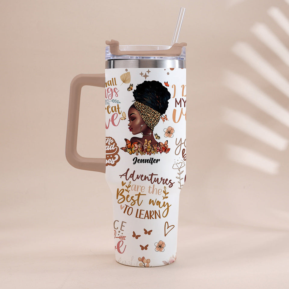 I Decided My Vibe - Personalized African American Tumbler With Handle