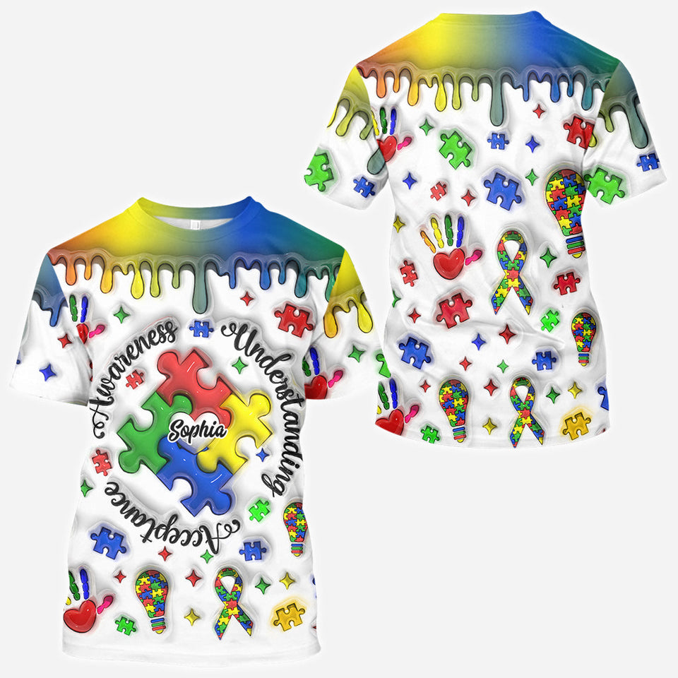 Sensibilisation à l'autisme - T-shirt personnalisé intégral de sensibilisation à l'autisme