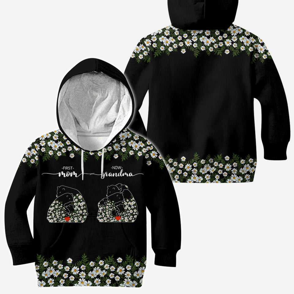 First Mom Now Grandma Bear Daisy - Personalized Grandma All Over Shirt