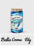 Salty Lil' Beach Blue Ocean Summer Vibes - Personalized Turtle Can Glass
