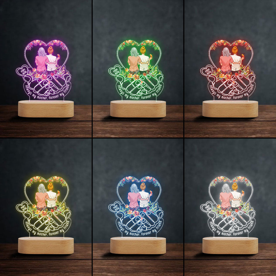 Always My Mother Forever My Friend - Personalized Mother Shaped Plaque Light Base