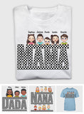 Vintage Checkered Mama Dada Mini Grandma Grandpa - Personalized Mother T-shirt And Hoodie