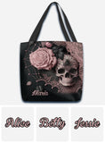 Roses And Skull - Personalized Skull Tote Bag