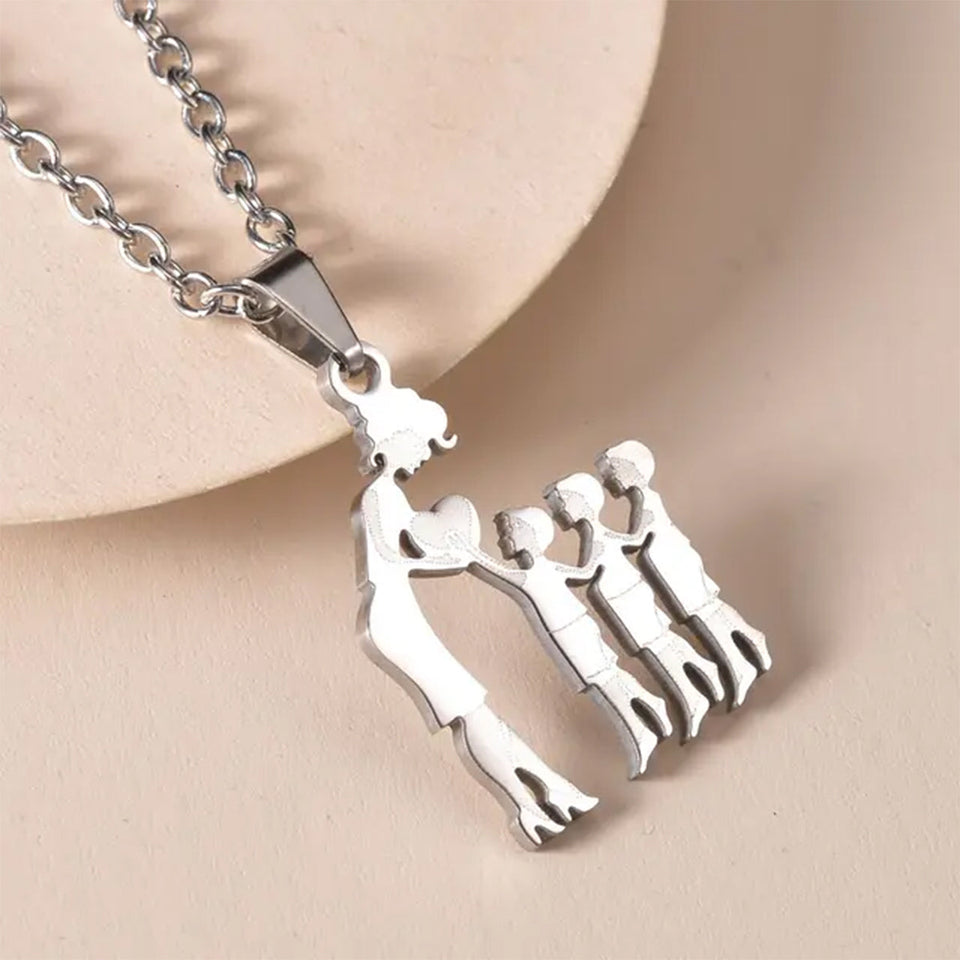 Mom With Children Custom Pendants Necklace - Mother Mom With Children Custom Pendants Necklace