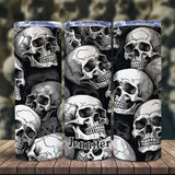 Skull And Fire - Personalized Skull Glow Skinny Tumbler