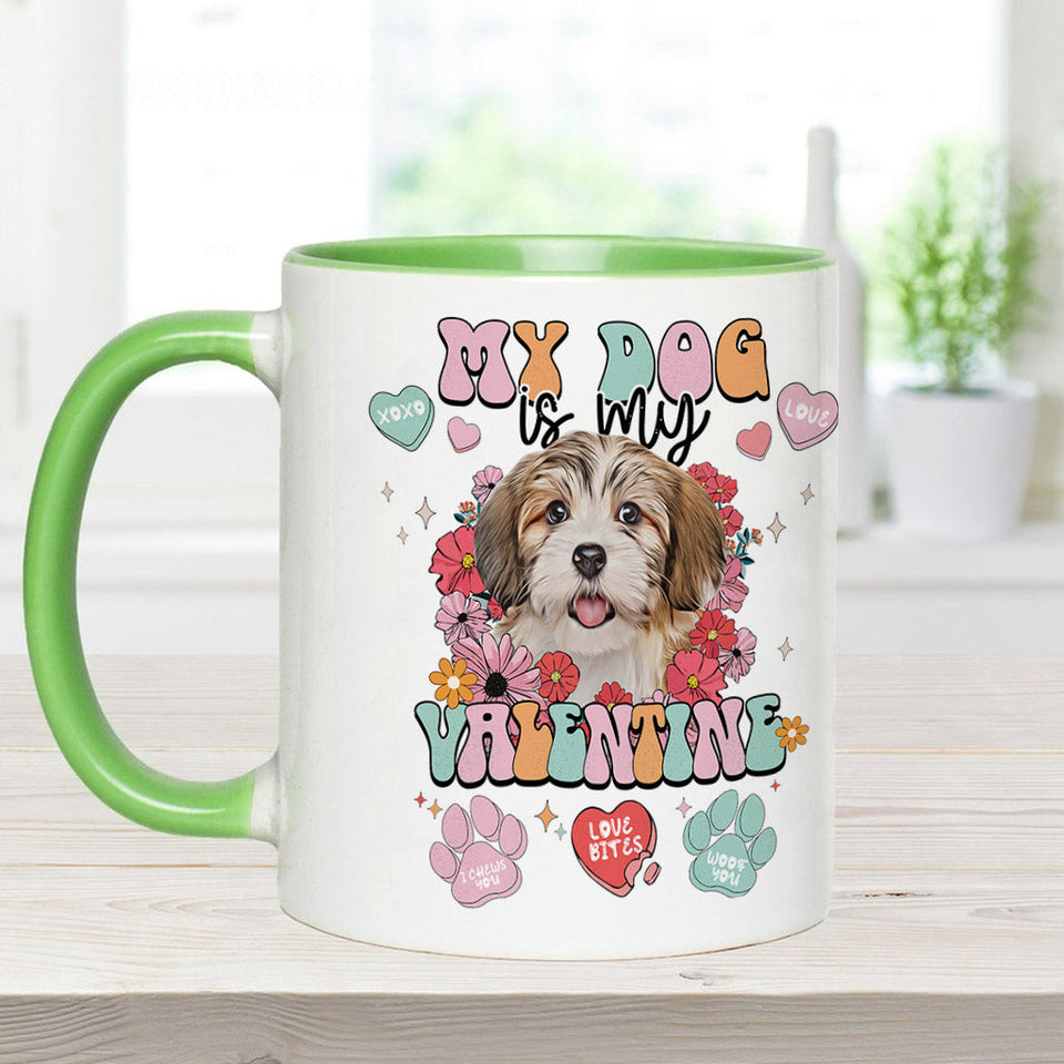 My Dog Is My Valentine - Personalized Dog Accent Mug