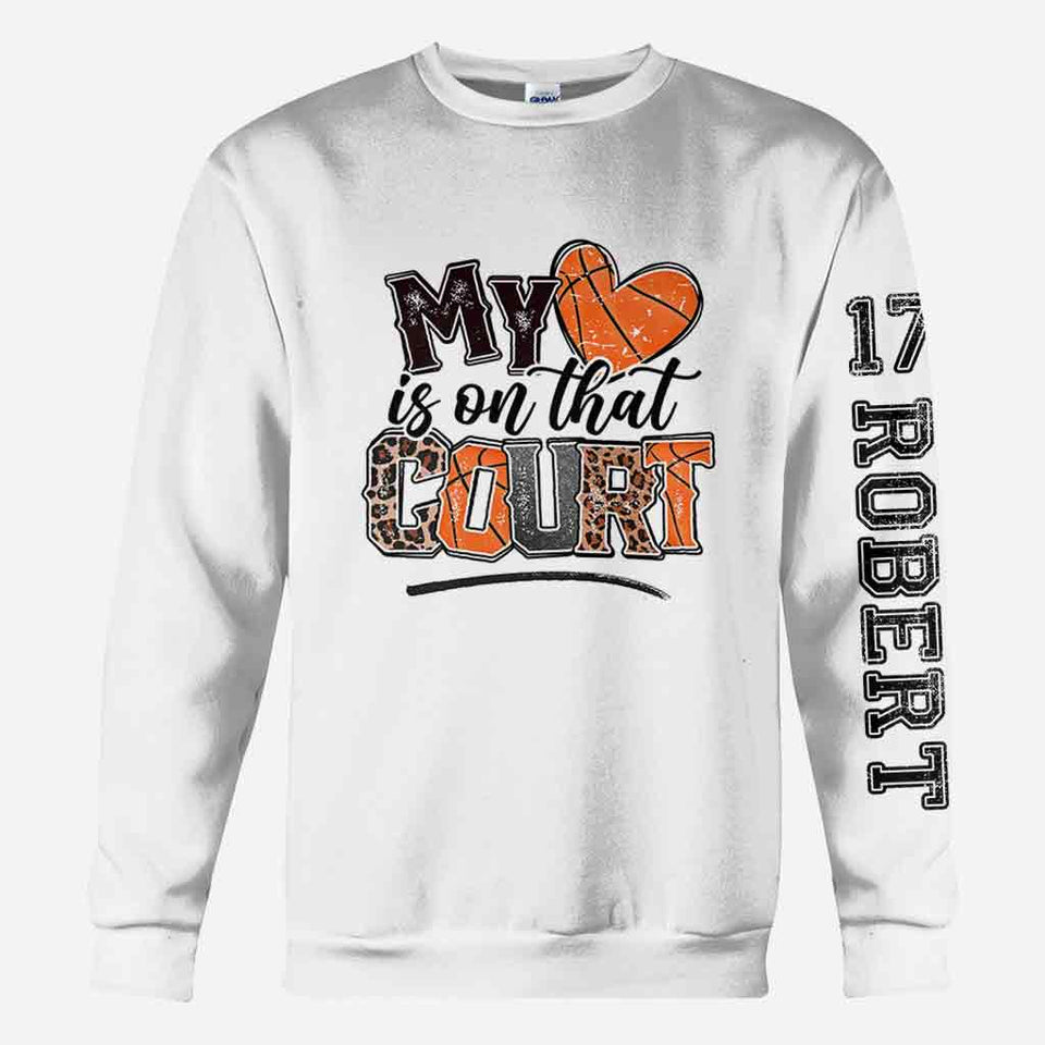 My Heart Is On That Court Basketball Mom - Personalized Basketball All Over Shirt