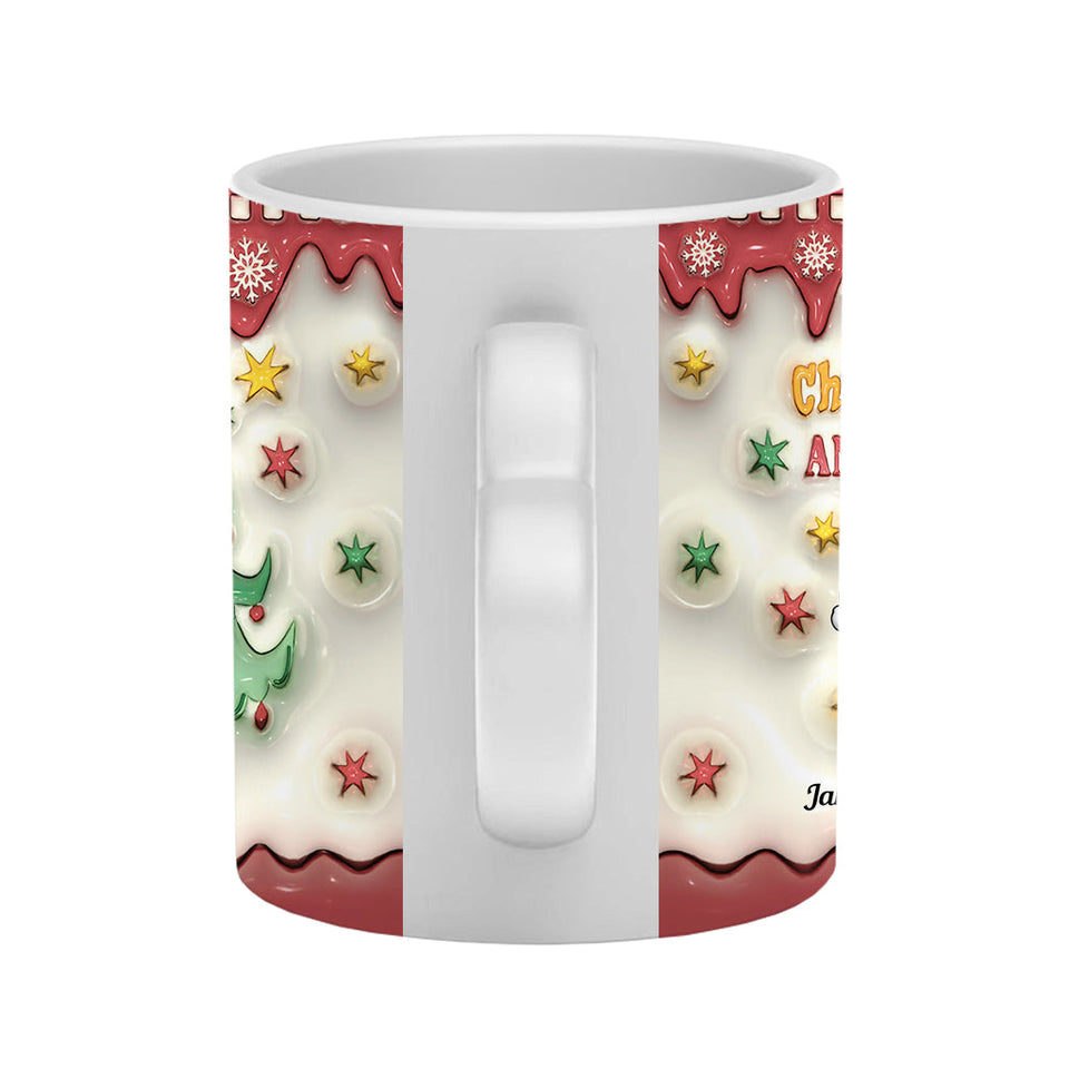 Christmas Is Coming - Personalized Couple Heart Handle Mug