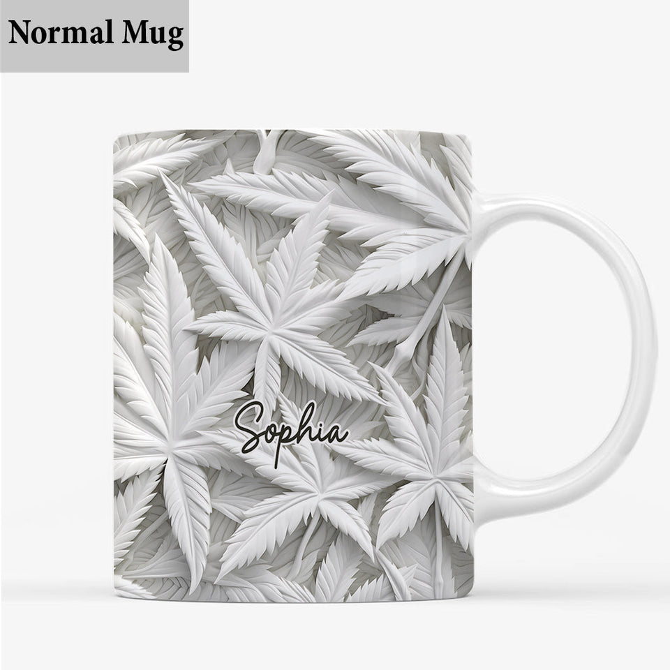 White Leaves - Personalized Weed Mug