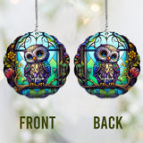 Chouette mignonne en vitrail - Ornement de voiture personnalisé en forme de hibou - Décoration de voiture sur mesure