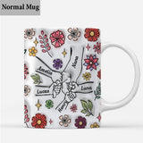 Spring Flower Holding Hands Nana Mom - Personalized Grandma Mug
