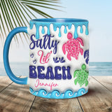 Salty Lil' Beach Turtle Lovers Inflated - Personalized Turtle Accent Mug
