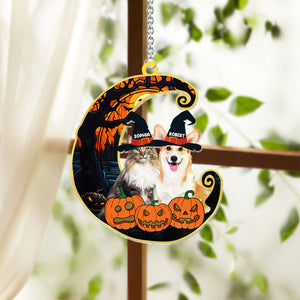 Cute Halloween Pets - Personalized Dog Window Hanging Suncatcher Ornament