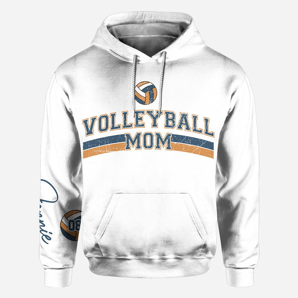 Volleyball Mom With Any Kid Name & Number - Personalized Volleyball All Over Shirt