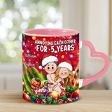 Annoying Each Other - Personalized Couple Heart Handle Mug