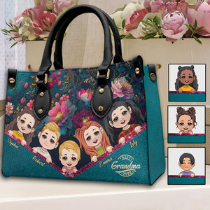 Best Grandma Mom Ever - Personalized Grandma Leather Handbag
