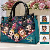 Best Grandma Mom Ever - Personalized Grandma Leather Handbag