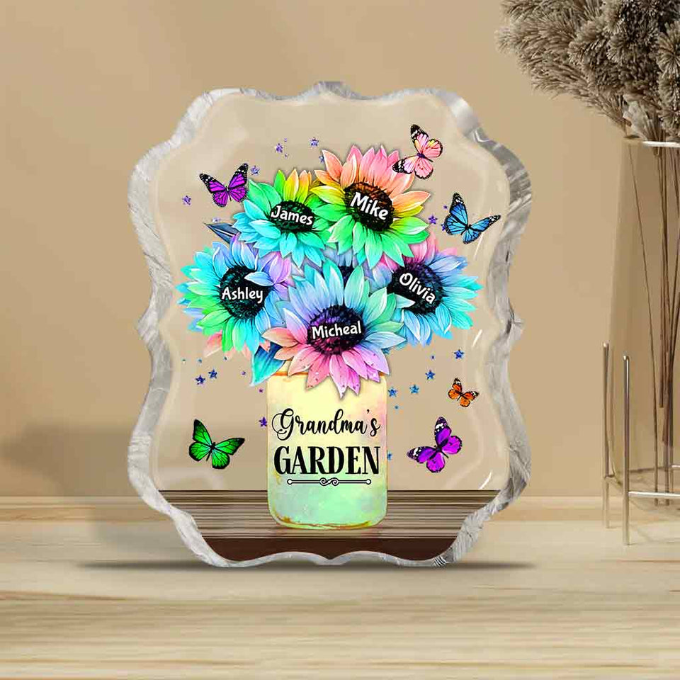 Sunflower Vase Custom Any Title And Name - Personalized Grandma Custom Shaped Acrylic Plaque