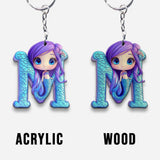 Beautiful Mermaid Letter - Personalized Kid Keychain