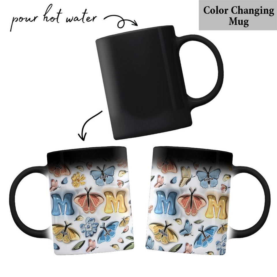 Mother And Children Butterfly - Personalized Mother Mug