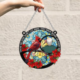 Those We Love Don't Go Away Cardinal - Personalized Memorial Window Hanging Suncatcher Ornament