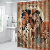 Horse Lovers - Personalized Horse Bathroom Curtain & Mats Set
