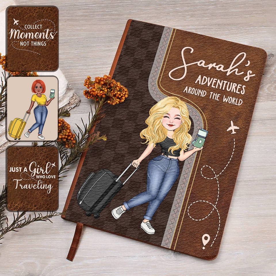 Just A Girl Who Loves Traveling - Personalized Travelling Leather Journal