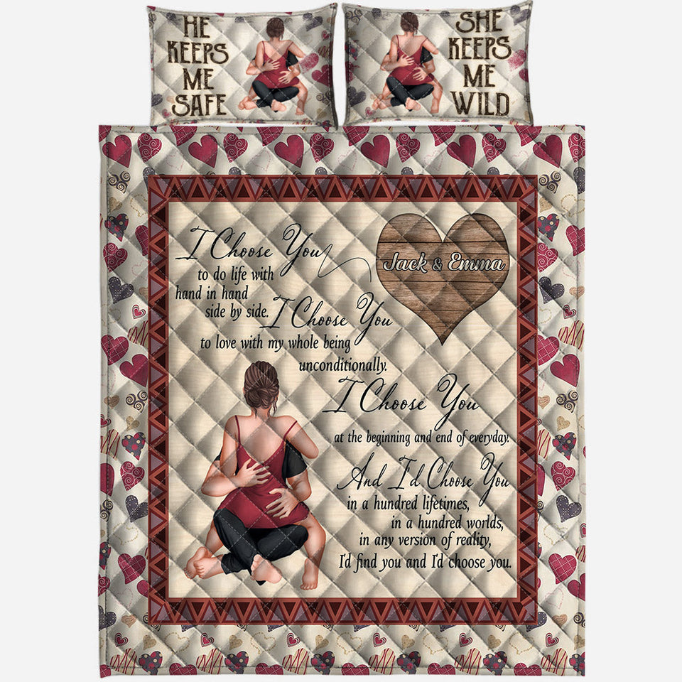 I Choose You - Personalized Couple Quilt Set