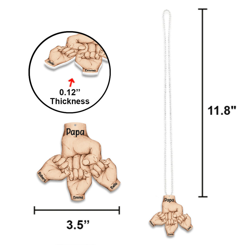 Bisous - Ornement de voiture personnalisé pour papa - Motif « Fist Bump »