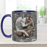 Wolf Couple - Personalized Wolf Accent Mug