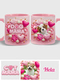 Dog Cat Mama Fur Mom 3D Pink Heart - Personalized Dog Accent Mug