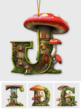 Mushroom Letter Ornament - Personalized Mushroom Ornament