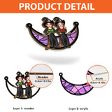 Witches Sitting On The Moon - Personalized Bestie 2 Layered Window Hanging Suncatcher
