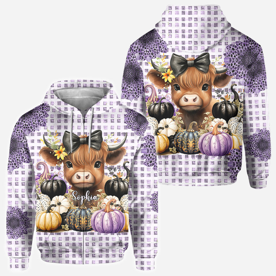 Cute Baby Highland Cow Fall Pumpkins - Personalized All Over Shirt