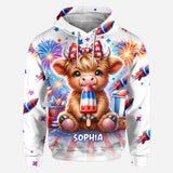 4th Of July Highland Cow - Personalized All Over Shirt